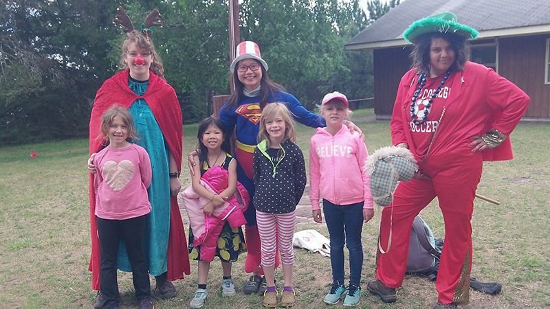 A costume party in one summer camp day